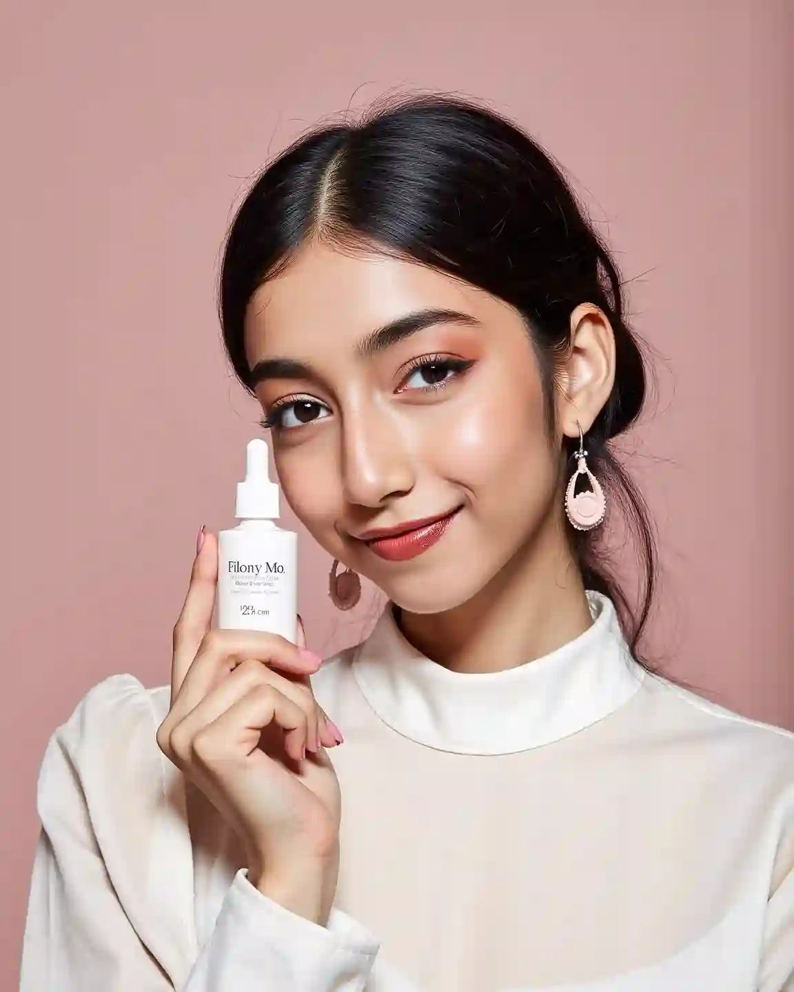 Woman with skincare product